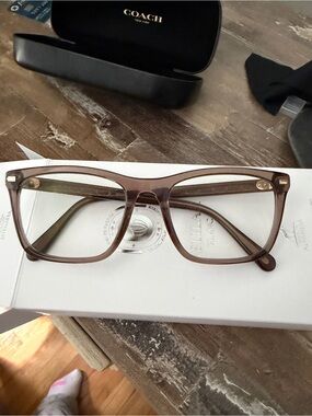 Coach HC6238U 5819 Transparent Pecan Square Eyeglass Frames 57-19-150